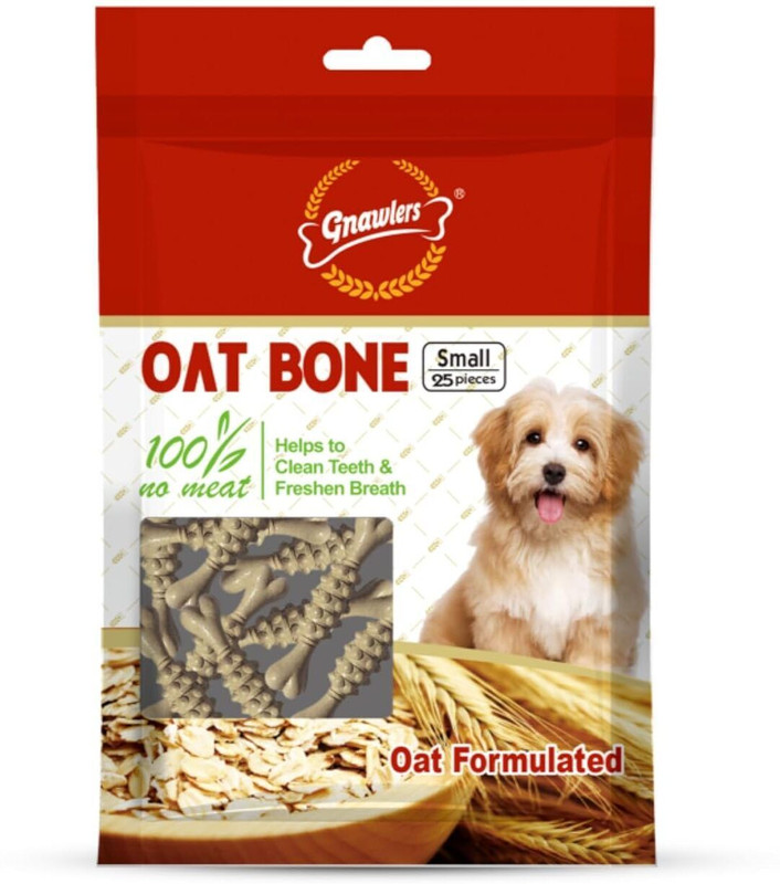 Gnawlers Oat Bone Dog Treat for All Life Stages, Vegetable Flavor 225g (25 Pieces) Chicken, Oats 0.225 kg Dry All Life Stages Dog Food