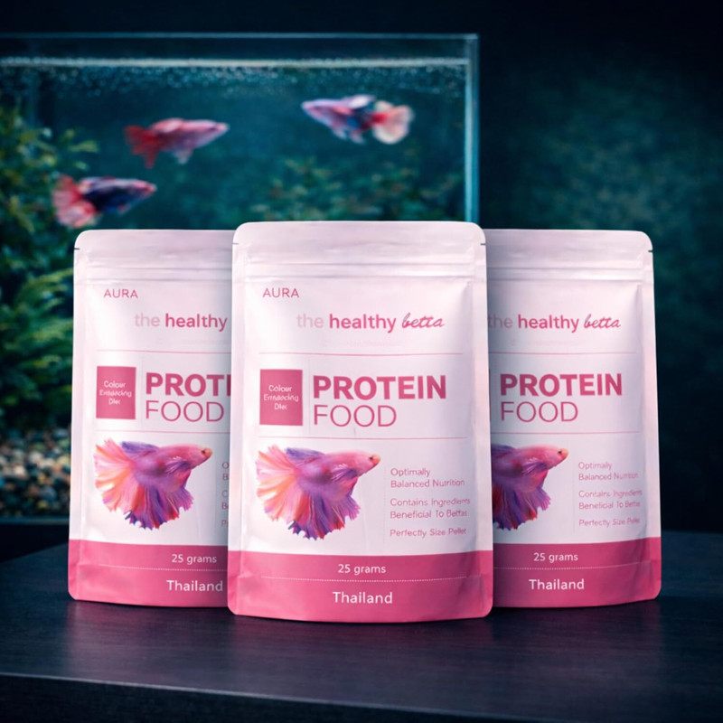 FinyPetz Aura Betta Protein Fish Food 25g x3 | High Protein Floating Color Pellets Fish 0.075 kg (3x0.02 kg) Dry All Life Stages Fish Food