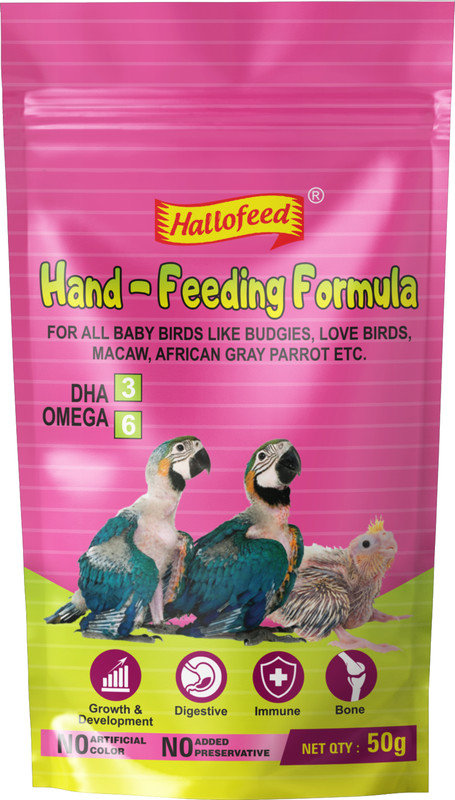 Hallofeed Hand Feeding Formula for Baby Bird Food-200gm 0.2 kg Dry New Born Bird Food