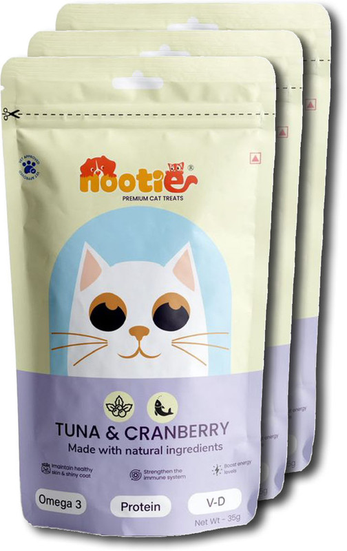 Nootie Nooties Premium Cat Treats– Tuna & Cranberry, Omega-3, Natural Ingredients (35g) Fish 0.105 kg (3x0.03 kg) Dry Adult Cat Food
