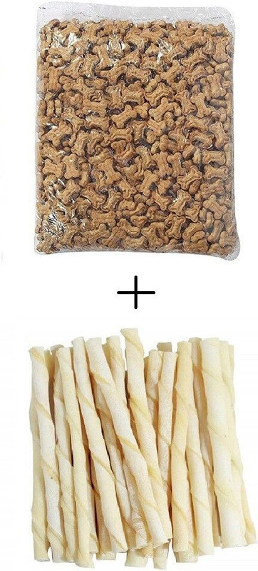 Blacknose Crunchy Bone Shaped Dog Mix Biscuit And White Stick - (Each 350Gm) Combo Pack Chicken 0.7 kg (2x0.35 kg) Dry Adult, New Born, Senior, Young Dog & Cat Food