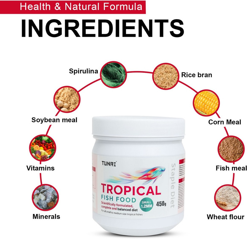 TUNAI Fish Food for Aquarium with 26% protien Daily Nutrition for Health and Growth Shrimp 0.45 kg Dry Adult, New Born, Senior, Young Fish Food