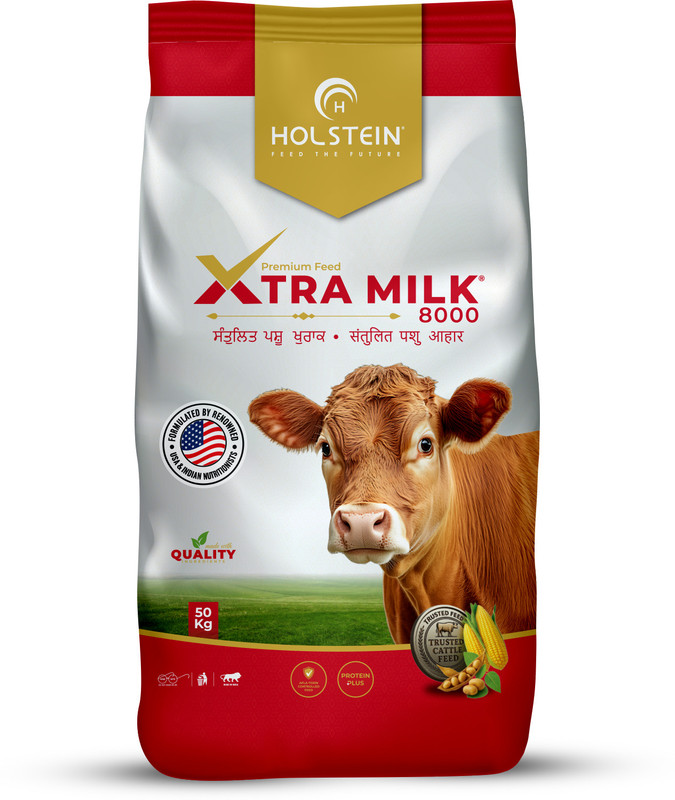 holstein Xtra Milk 8000 50kg - Best Cattle Feed for Higher Milk Yield Cow Nutrition Feed- Vegetable 50 kg Dry Adult Cow Food