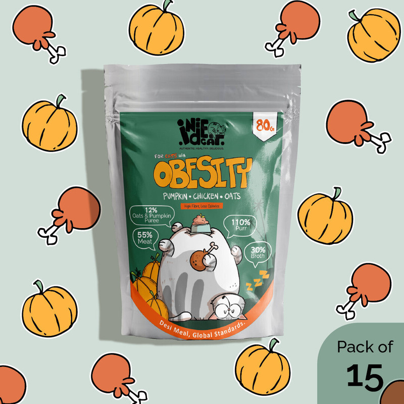 Indie Cat Indie Cat Adult Obesity Chicken Pumpkin Cat Meal Chicken 1.2 kg (15x0.08 kg) Wet Adult Cat Food