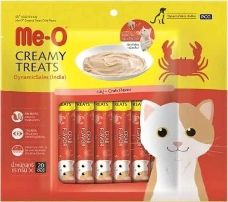 Me-O MeO Creamy Treats, Crab Flavor, 300g Crab 0.3 kg Wet Young Cat Food