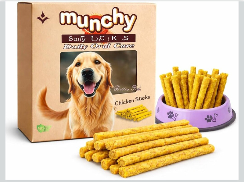 WELLIXAN Munchy Dog Dental Chew Sticks Chicken Flavor | Teeth Cleaning Treats Chicken 0.5 kg Dry All Life Stages Dog & Cat Food