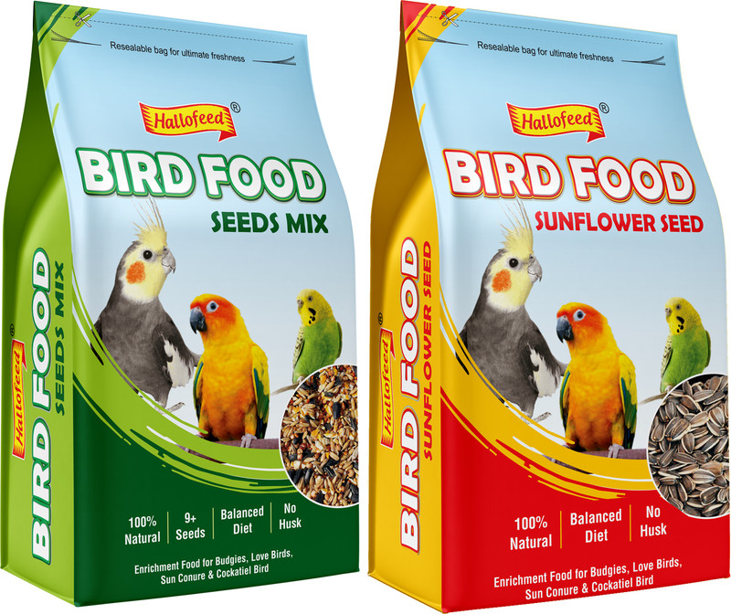 Hallofeed 2in1 BIRD FOOD COMBO 1kg (MIX SEED,SUNFLOWER SEED) 2 kg (2x1 kg) Dry Adult, Senior, Young Bird Food