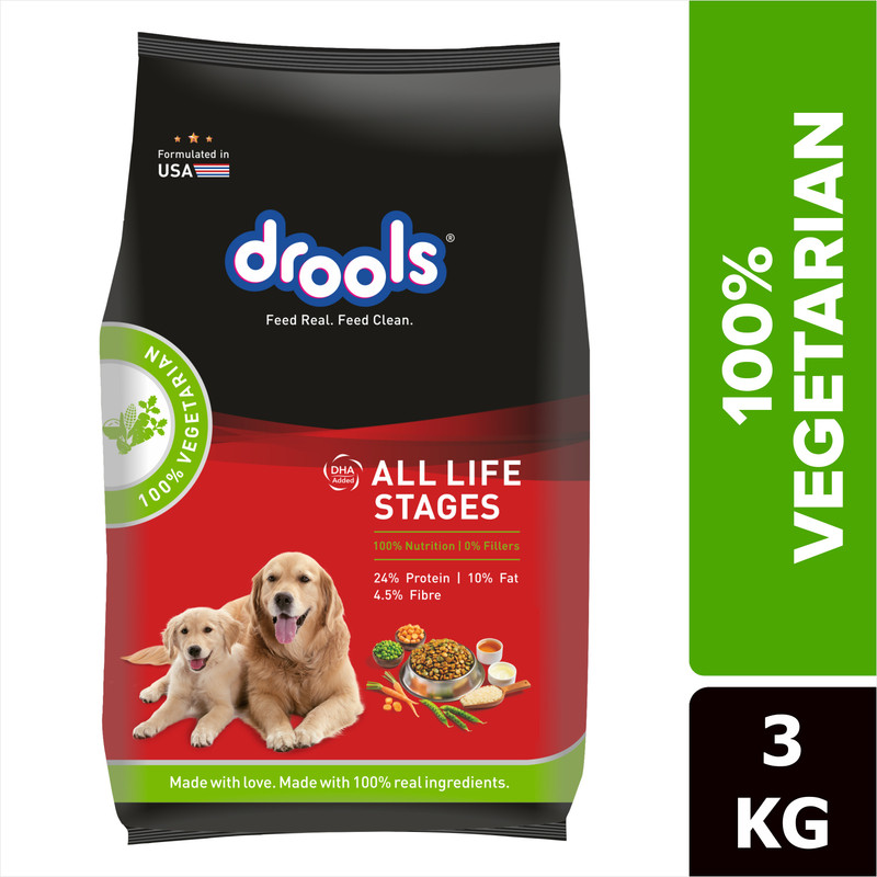 Drools All Life Stages 100 % Vegetable 3 kg Dry Adult Dog Food