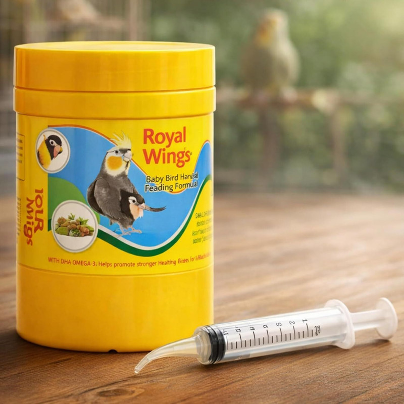 FinyPetz Royal Wings Hand Feeding Formula 250g | Baby Bird Food with Syringe Egg 0.25 kg Dry All Life Stages Bird Food