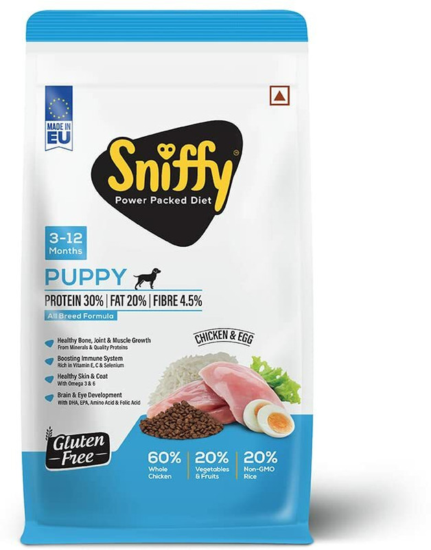 SNIFFY Puppy Power Packed Diet Chicken, Egg 0.8 kg Dry Young Dog Food