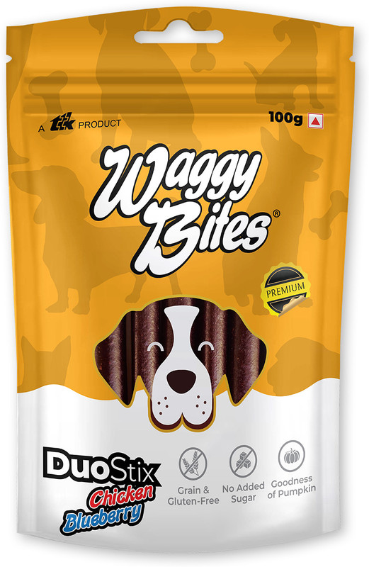 Waggy Bites Premium - Duostix (Chicken & Blueberry)- Pet Treats Chicken, Blueberry Dog Treat(0.1 kg)