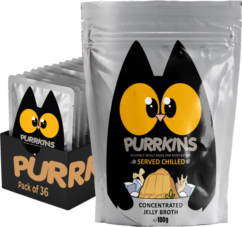 Purrkins Natural Healthy Cat Food Topper & Supplement Fish in Broth Meal Fish 0.35 kg (5x0.07 kg) Wet Adult, New Born, Senior, Young Cat Food