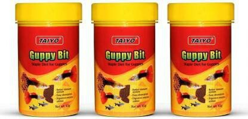TAIYO Guppy BIts 45g (Pack of 3) Staple Diet For Guppies 0.135 kg (3x0.05 kg) Dry New Born, Young, Adult Fish Food