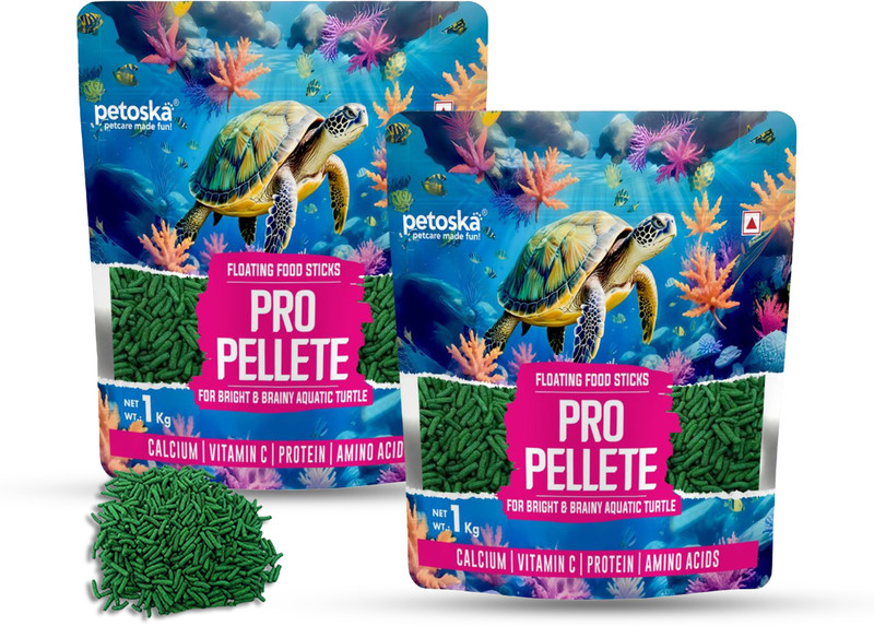 PETOSKA Turtle & Tortoise Food Pro Pellets Nutrient-Rich Fish 0.9 kg (2x0.45 kg) Dry All Life Stages Turtle Food