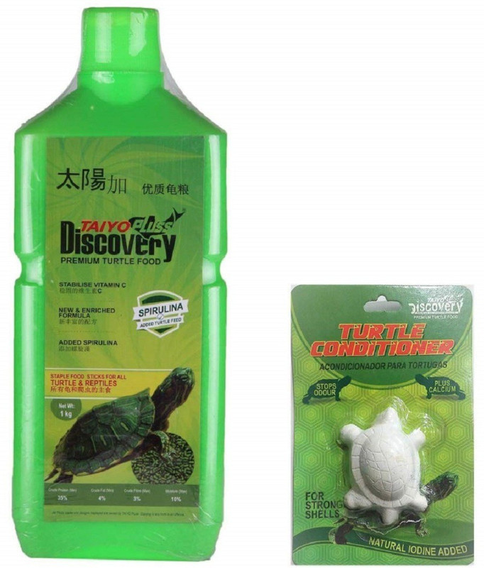 aqualyf pets Premium Turtle Food Long Container, 1kg with 1 Turtle Conditioner 1 kg Dry Adult, Young, New Born Turtle Food