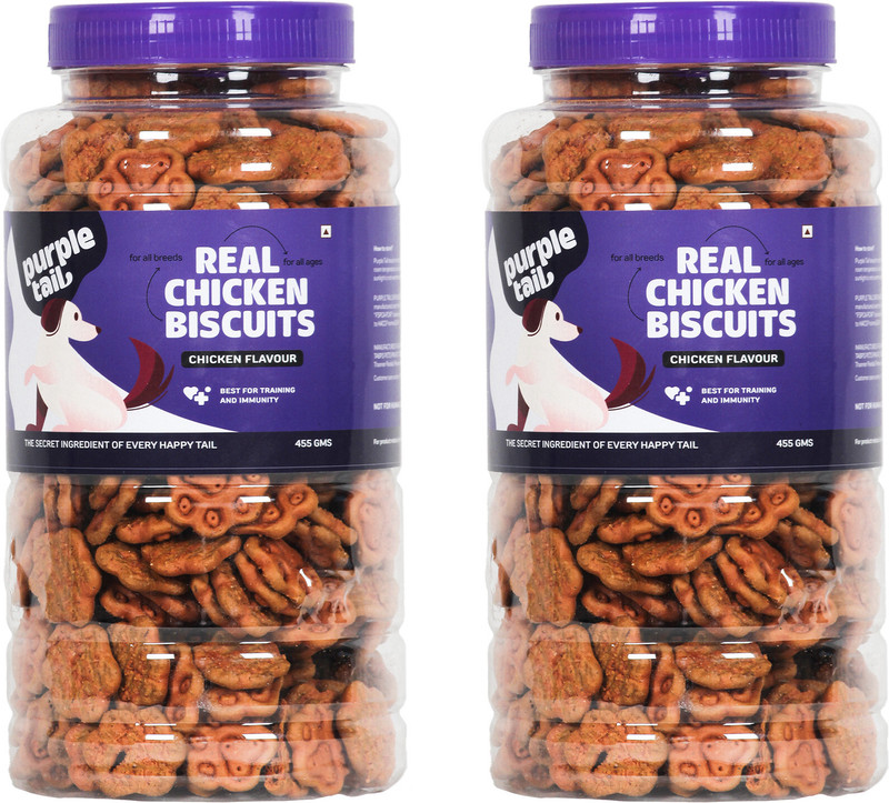 purple tail All Types of Dog Chicken Biscuit - Total 910 Grams (Buy 455 Gram and Get 1 Free) Chicken 0.91 kg Dry Adult, New Born, Senior, Young Dog Food