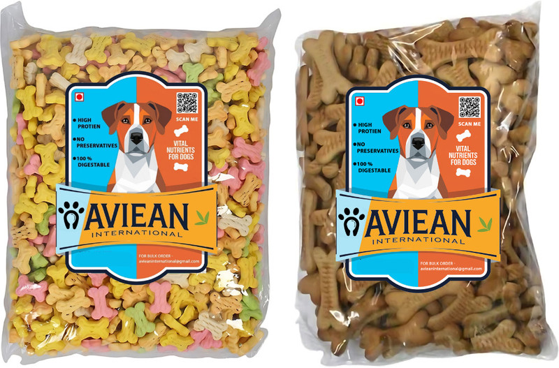 Aviean International Dog 1 Adult Biscuits + 1 Mix Combo Offer (550G+550G) Non-Veg Chicken, Milk 1.1 kg (2x0.55 kg) Dry Adult, New Born, Senior, Young Dog Food