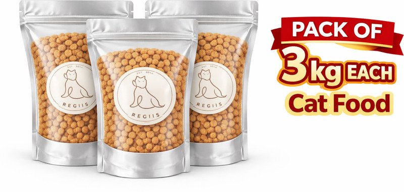 Regiis Adult Cat Food 0.5kg Pack of 2 Dry Kibble Chicken, Egg, Liver, Tuna, Salmon 1 kg (2x0.5 kg) Dry Adult, Senior Cat Food