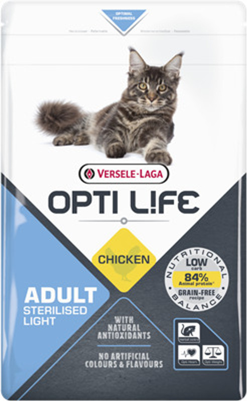 Versele -Laga Opti Life Adult Cat Sterilised/Light | Complete Dry Food for Sterilised Cats | Chicken 1 kg Dry Adult Cat Food