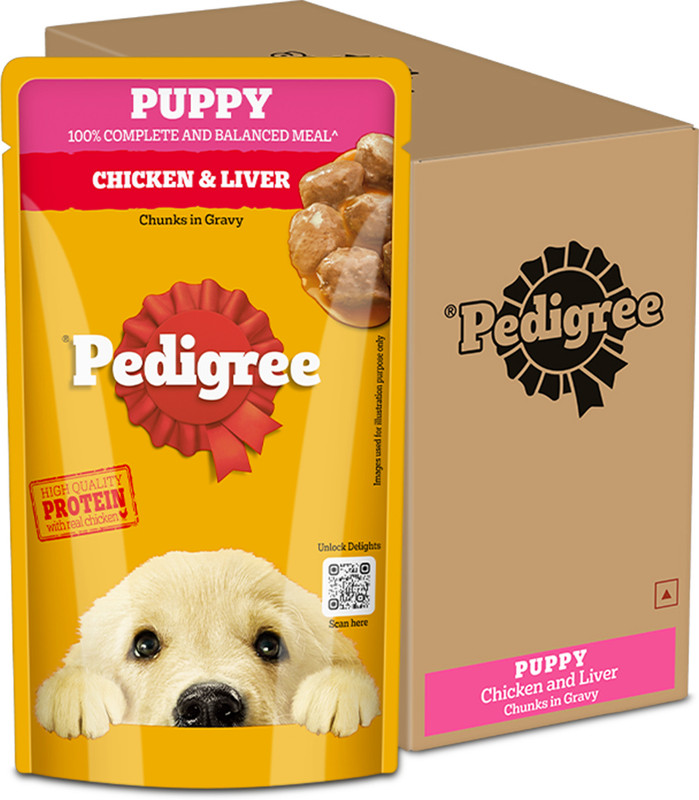 PEDIGREE Gravy Chicken, Liver Chunks 1.56 kg (12x0.13 kg) Wet Young Puppy Food