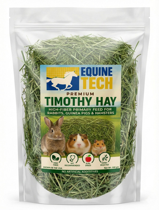 EQUINE TECH Imported Timothy Hay - Fresh & Green with tasty treats | 1/2 kg 0.5 kg Dry All Life Stages Rabbit Food