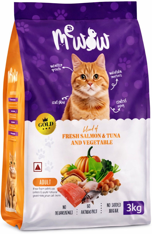 dofo dofo mewow cat fresh fish salmon & tuna 1kg Salmon 1 kg Dry Adult Cat Food