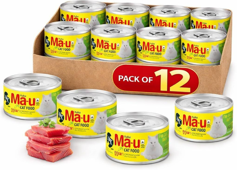 Kuku Ma-u Adult Wet Cat Food with Pate Tuna Red Meat in Gravy, High Moisture Tuna, Meat 1.02 kg (12x0.09 kg) Wet Adult Cat Food