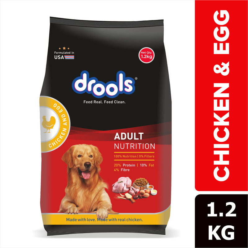 Drools 3+ 1.2 kg free Real Chicken and Egg 4.2 Kg (2x2.1 Kg) Dry Adult Dog Food