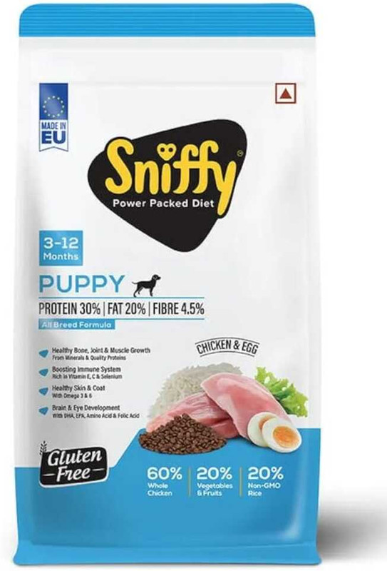 SNIFFY puppy chicken & egg 3kg Chicken, Egg 3 kg Dry New Born, Young Puppy Food