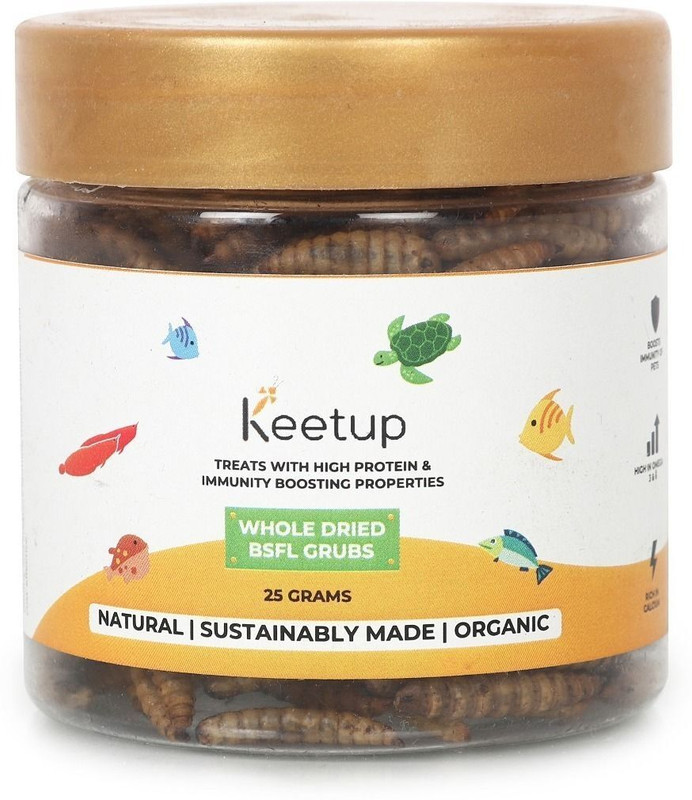 Keetup Dried Black Soldier Fly Larvae Treat - Food for Arowana, Oscar, Flowerhorn 0.025 kg Dry Adult, Young, New Born Fish Food