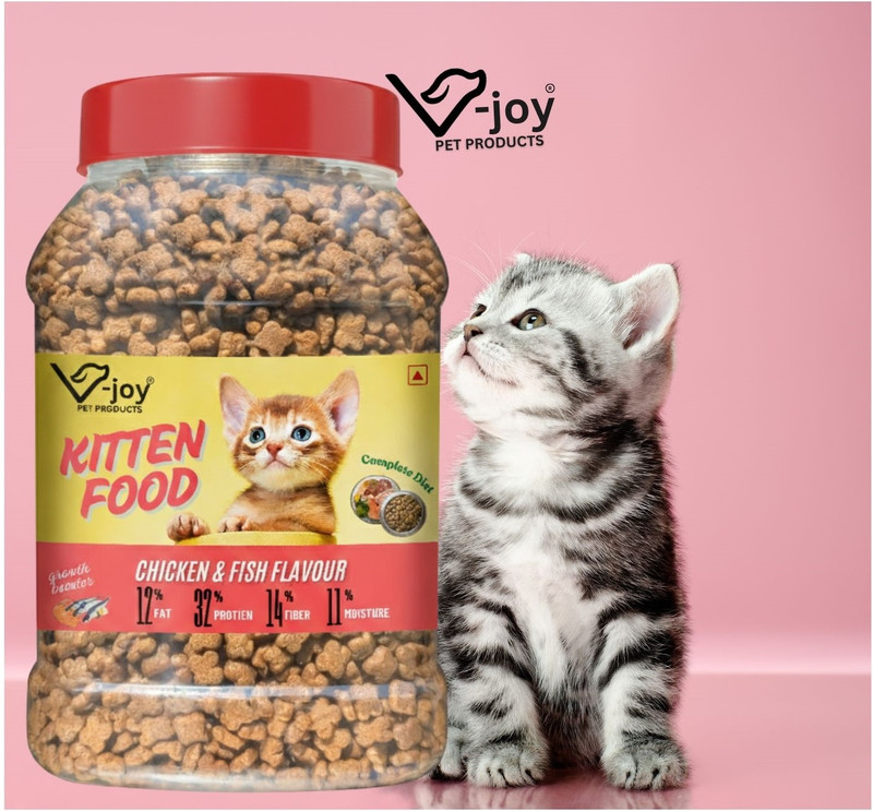 VJOY Fish 450g Dry Kitten Cat Food (2-12M) Chicken, Fish 0.45 kg Dry All Life Stages, Senior Cat Food