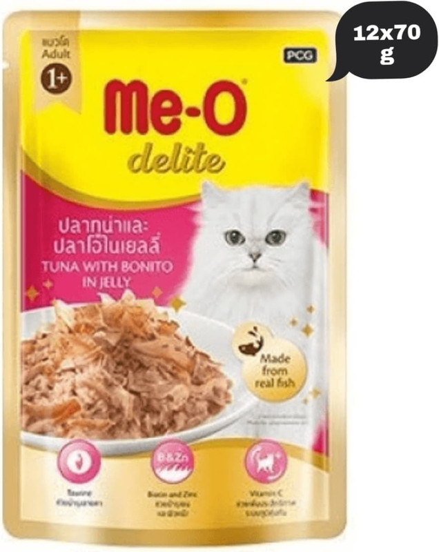 Me-O Delite tuna with bonito in jelly Tuna 0.84 kg Wet Adult, Senior, Young Cat Food