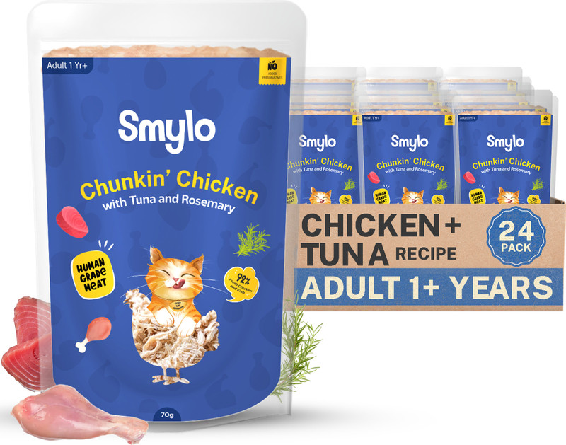 Smylo Natural Healthy Wet Cat Food (1+ yrs) Chicken, Liver 0.84 kg (4x0.21 kg) Wet Adult Cat Food