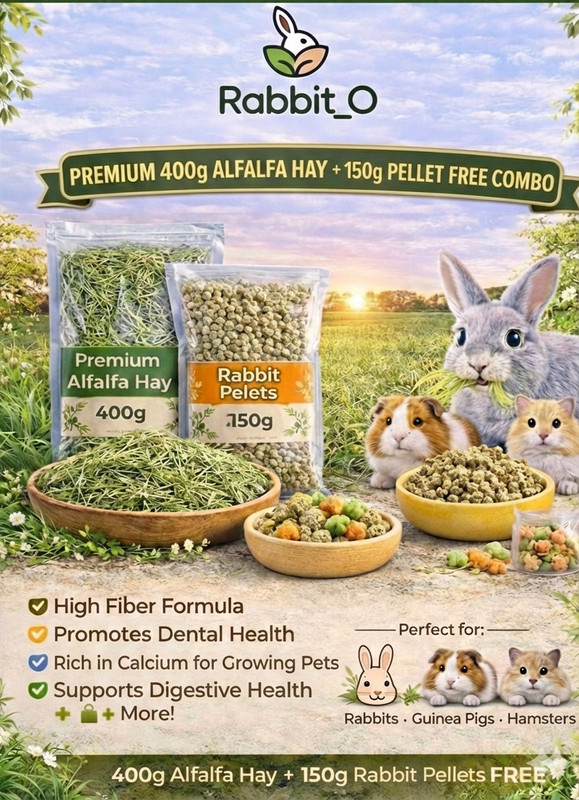Rabbit_O Timothy hay & Alfalfa hay-(1kg) combo for Rabbit Guinea Pig & HamsteR Vegetable 5000 kg Dry All Life Stages Rabbit Food