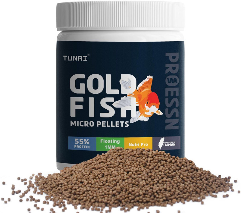 TUNAI Gold Fish Micro Pellets 55% Protein Rich Pellet Boost Color & Growth Fish Food Sea Food 0.1 kg Dry Adult, New Born, Senior, Young Fish Food