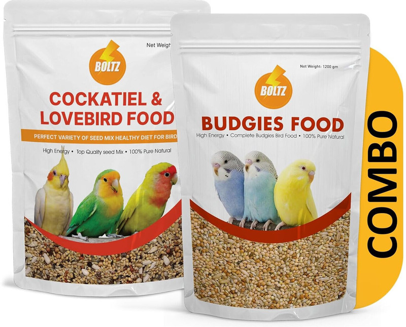 BOLTZ Combo of Budgies Food 1.2 Kg and Cockatiel & Lovebird 1.2 Kg 2.4 kg Dry Adult Bird Food