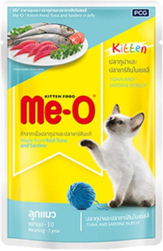 Me-O ME-O TUNA WITH SARDINE IN JELLY KITTEN Fish 0.8 kg (12x0.07 kg) Wet New Born Cat Food