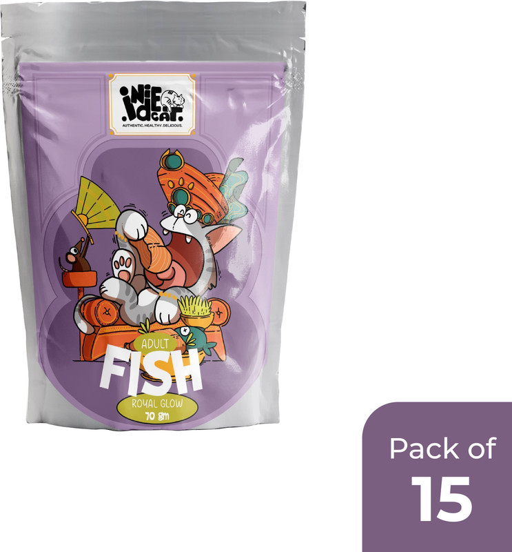 Indie Cat Adult (1+ Years) Fish Royal Glow Natural Healthy Meal Fish 0.35 kg (5x0.07 kg) Wet Adult Cat Food