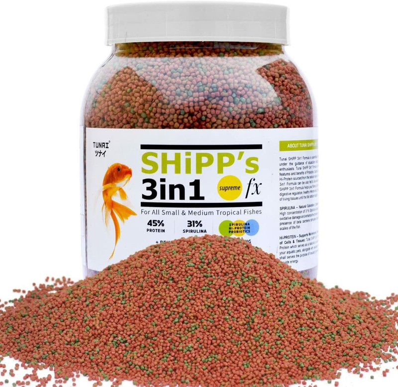 TUNAI 3in1 Shipp (Spirulina, Hi-Protein and Probiotics) Fish Food 0.4 kg Dry Adult, New Born, Senior, Young Fish Food