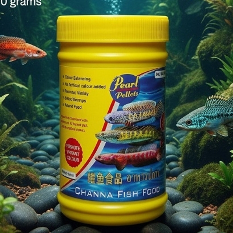 pearl pellets Pearl Pellets Special Channa Fish Food, Sinking Pellets with Bloodworms Fish 0.1 kg Dry All Life Stages Fish Food