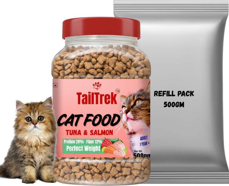 TailTrek Ocean fish Tuna and Salmon Kitten Food with Bowl, 500g Fish 0.5 kg Dry New Born Cat Food