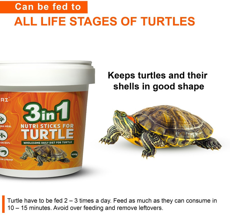 TUNAI 3in1 Formula Nutri Sticks Wholesome Diet Calcium Rich Special Turtle Food 0.4 kg Dry Adult, New Born, Senior, Young Turtle Food