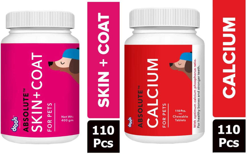Drools Drools Absolute Vitamin 110 Pieces+ Absolute Calcium 110 Pieces Chicken 0.8 kg (2x0.4 kg) Dry Adult, New Born, Senior, Young Dog & Cat Food