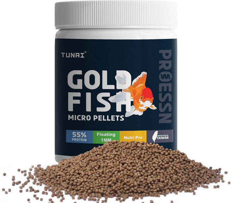 TUNAI Gold Fish Micro Pelets 55% Protein Sea Food 0.25 kg Dry Adult, New Born, Senior, Young Fish Food