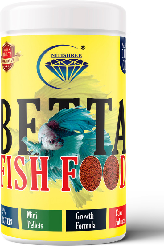 Nitishree Betta Fish Food Mini Pellets Enriched with 55% Protein – 100 gm Fish 0.1 kg Dry Young, Adult, Senior, New Born Fish Food
