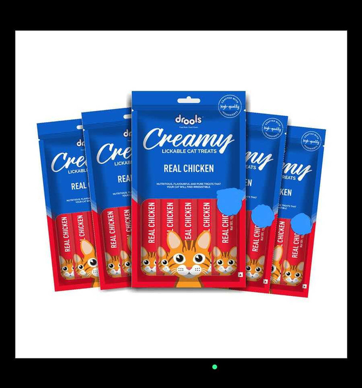 Drools Drools Creamy Lickable Treat Real Chicken Cat Treat (75 g, Pack of 5) Chicken 0.375 kg (5x0.07 kg) Wet Young, Adult, Senior Cat Food