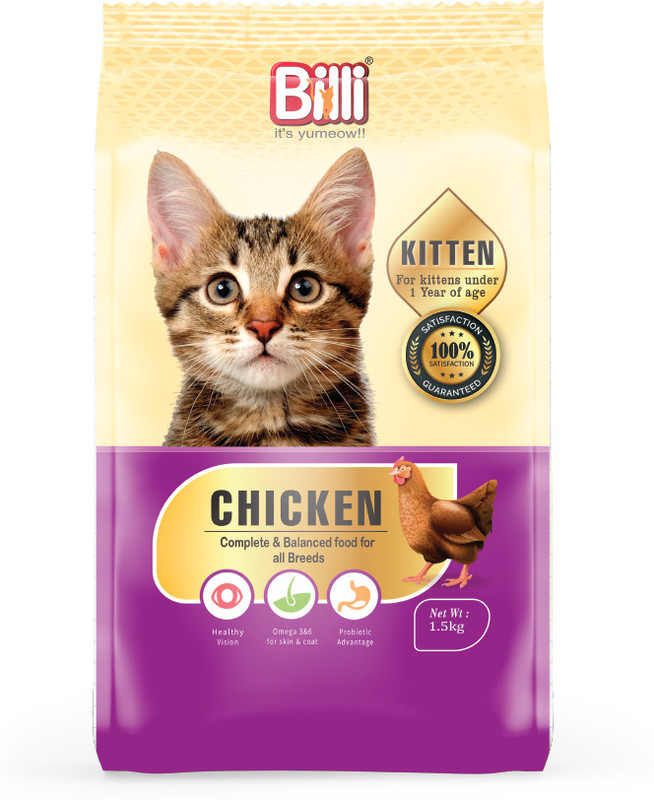 Billi Complete and Balanced food for all Breeds Chicken 1.5 kg Dry New Born Cat Food