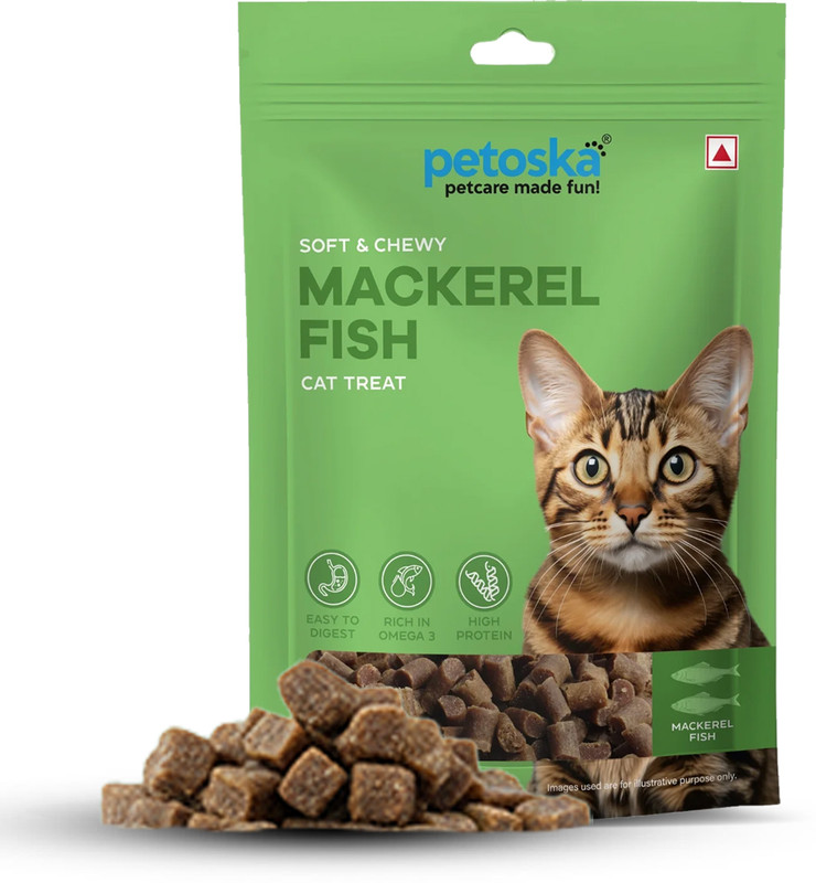 PETOSKA Cat Treats Mackerel Fish (100 gms) Mackeral 0.1 kg Dry Young, Adult Cat Food
