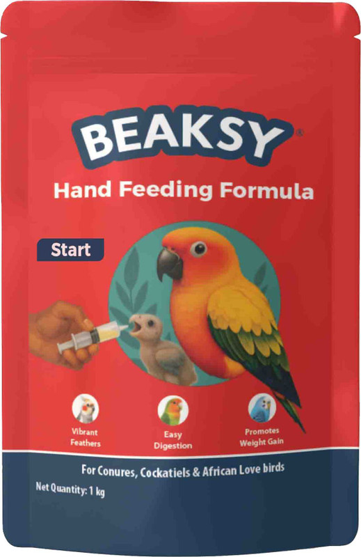 BEAKSY START Hand Feeding Formula 1 kg | Conures, Cockatiels & African Love Birds | Fruit 1 kg Dry New Born Bird Food