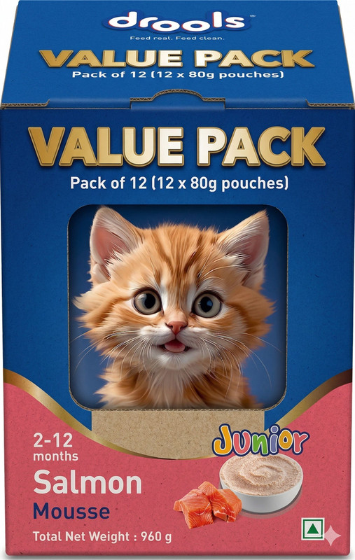 Drools Kitten Chicken Mousse Gravy Value Pack 12pcs Chicken 0.9 kg Wet Young Cat Food